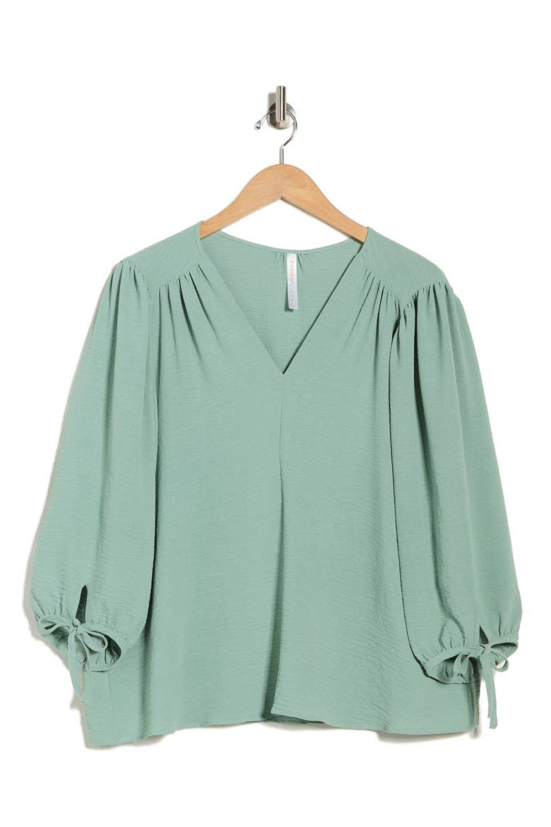 V-Neck Long Sleeve Top, Alternate, color, SAGE