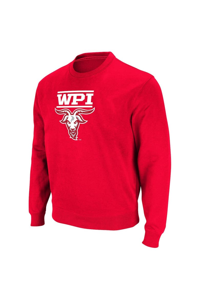 Men's Colosseum Red Worcester Polytechnic Institute Engineers Arch Over Logo Pullover Sweatshirt, Alternate, color, Red