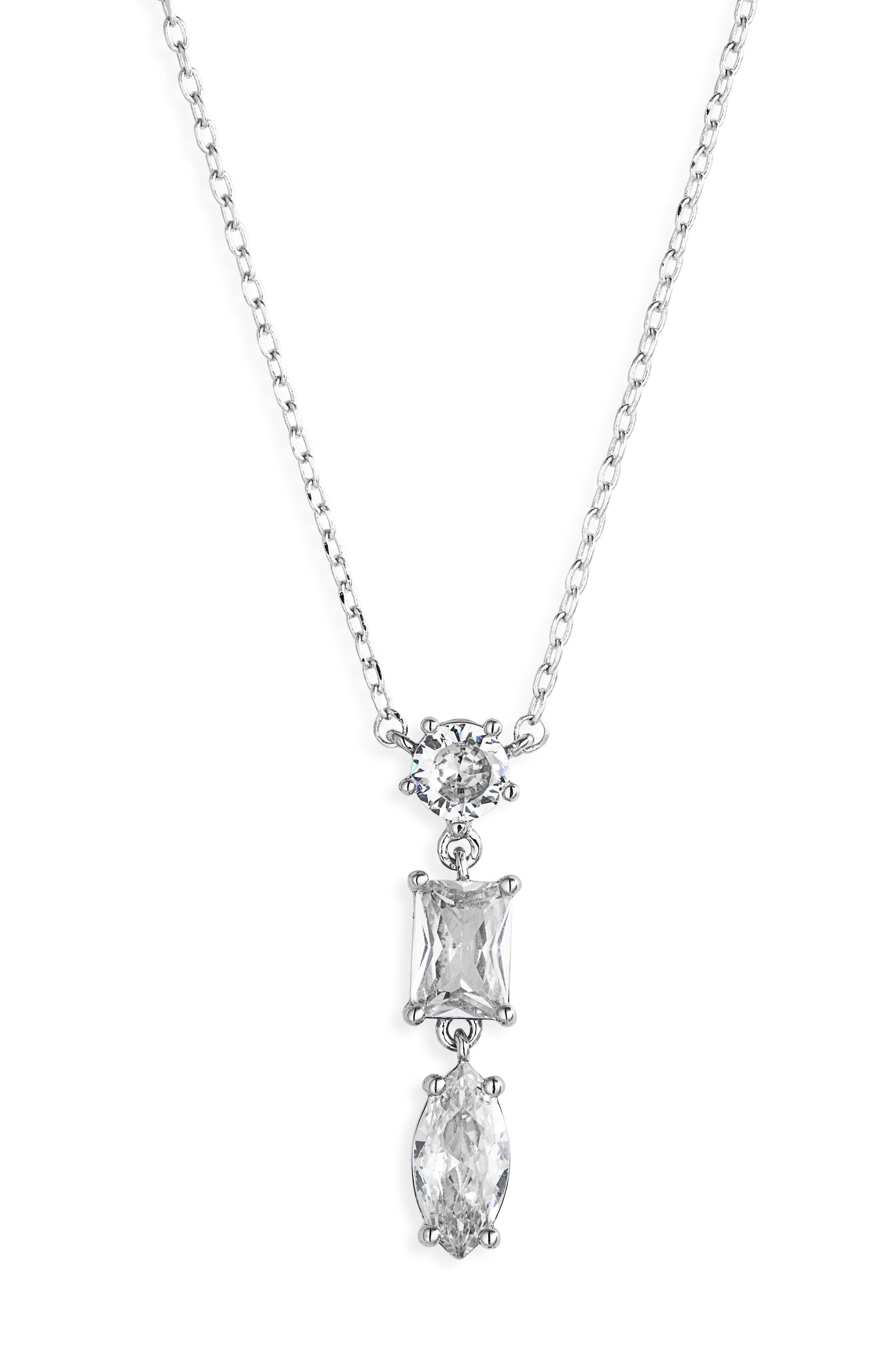 Cubic Zirconia Drop Pendant Necklace