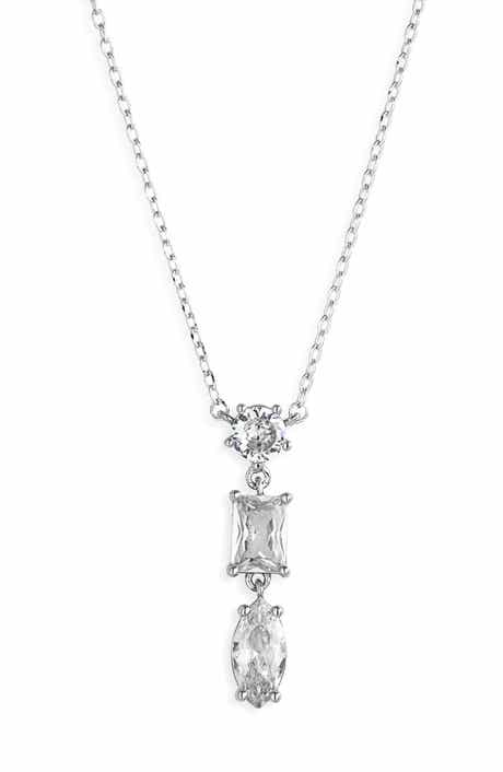 Cubic Zirconia Drop Pendant Necklace