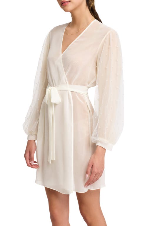 Rya Collection Imitation Pearl Tie Waist Cover-up Robe In Ivory