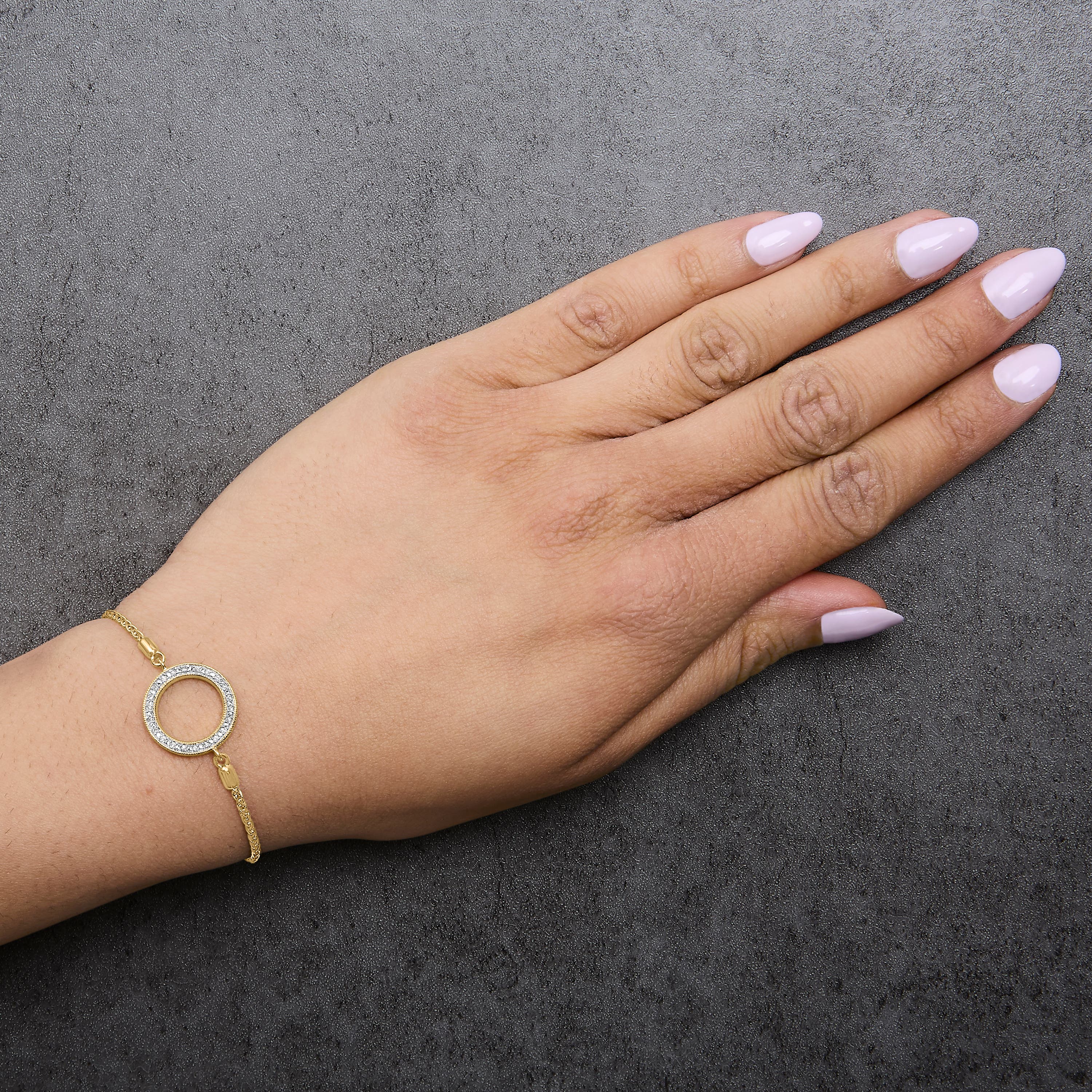 Haus of Brilliance Gold Vermeil Diamond Accent Circle Lariat Bolo ...