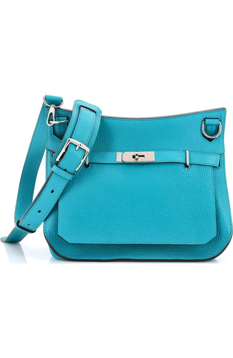 Pre-Owned Hermes Jypsiere Bag Clemence 28, Main, color, Bleu Paon