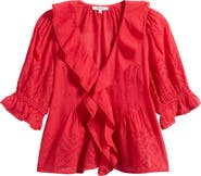 Madewell Pintuck Ruffle Puff Sleeve Top