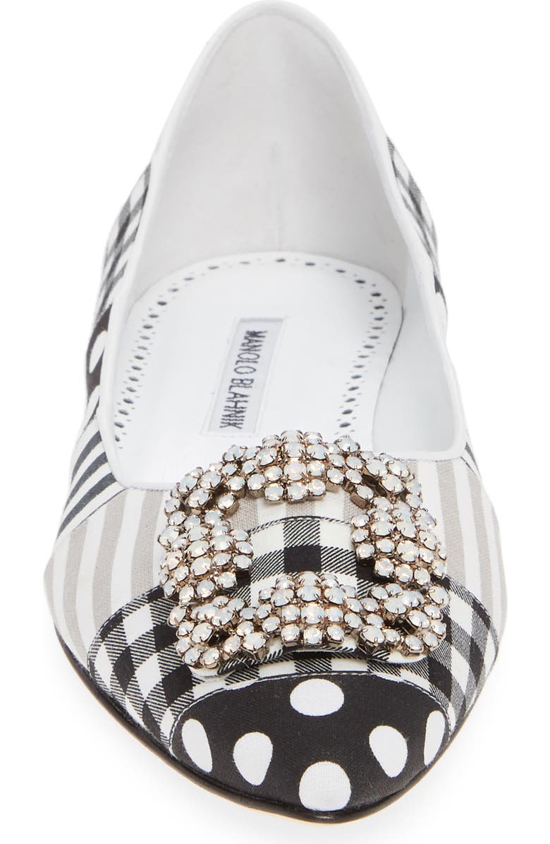 Manolo Blahnik Hangisi Patch Pointy Toe Flat, Alternate, color,