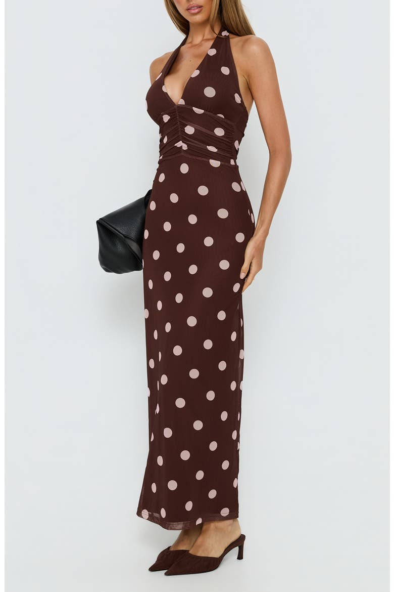 Saviana Halter Ruched Maxi Dress, Alternate, color, CHOCOLATE
