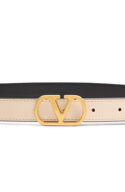 Valentino Garavani Vlogo Signature Belt In Shiny Calfskin 30 Mm Woman Ivory 095 In White Multi