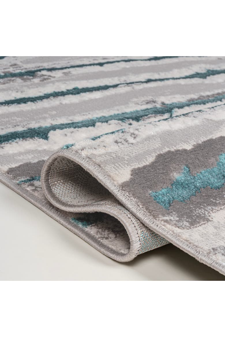 Batten Modern Stripe Area Rug, Alternate, color, Gray/Turquoise