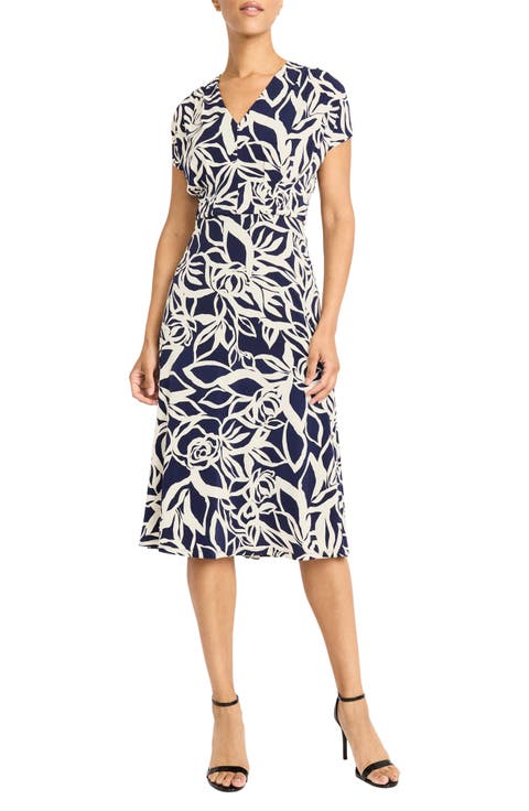 Pleated Bodice Midi Dress