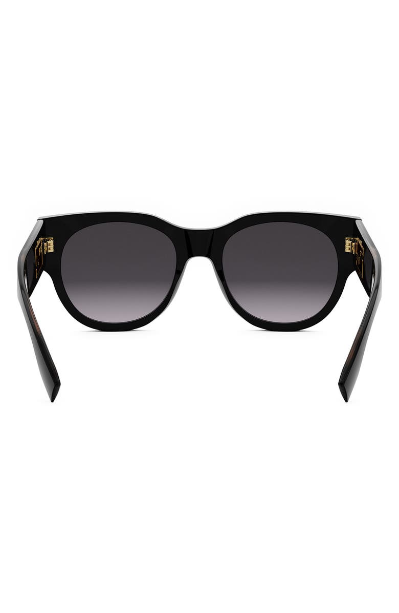 Fendi 'Fendi Baguette 53mm Gradient Round Sunglasses, Alternate, color, Shiny Black / Gradient Smoke
