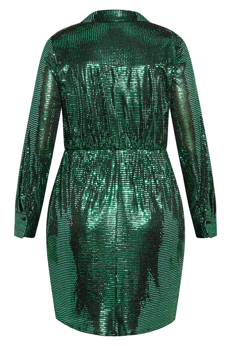 Aylin Long Sleeve Sequin Dress, Alternate, color, EMERALD
