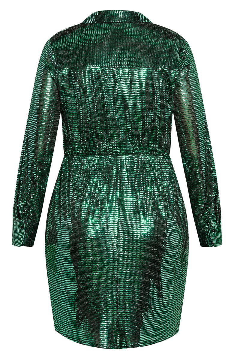 City Chic Aylin Long Sleeve Sequin Dress, Alternate, color, Emerald