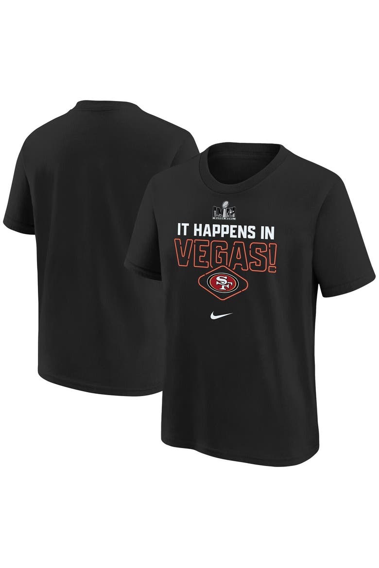 Youth Nike  Black San Francisco 49ers Super Bowl LVIII Team Logo Lockup T-Shirt, Main, color, Black