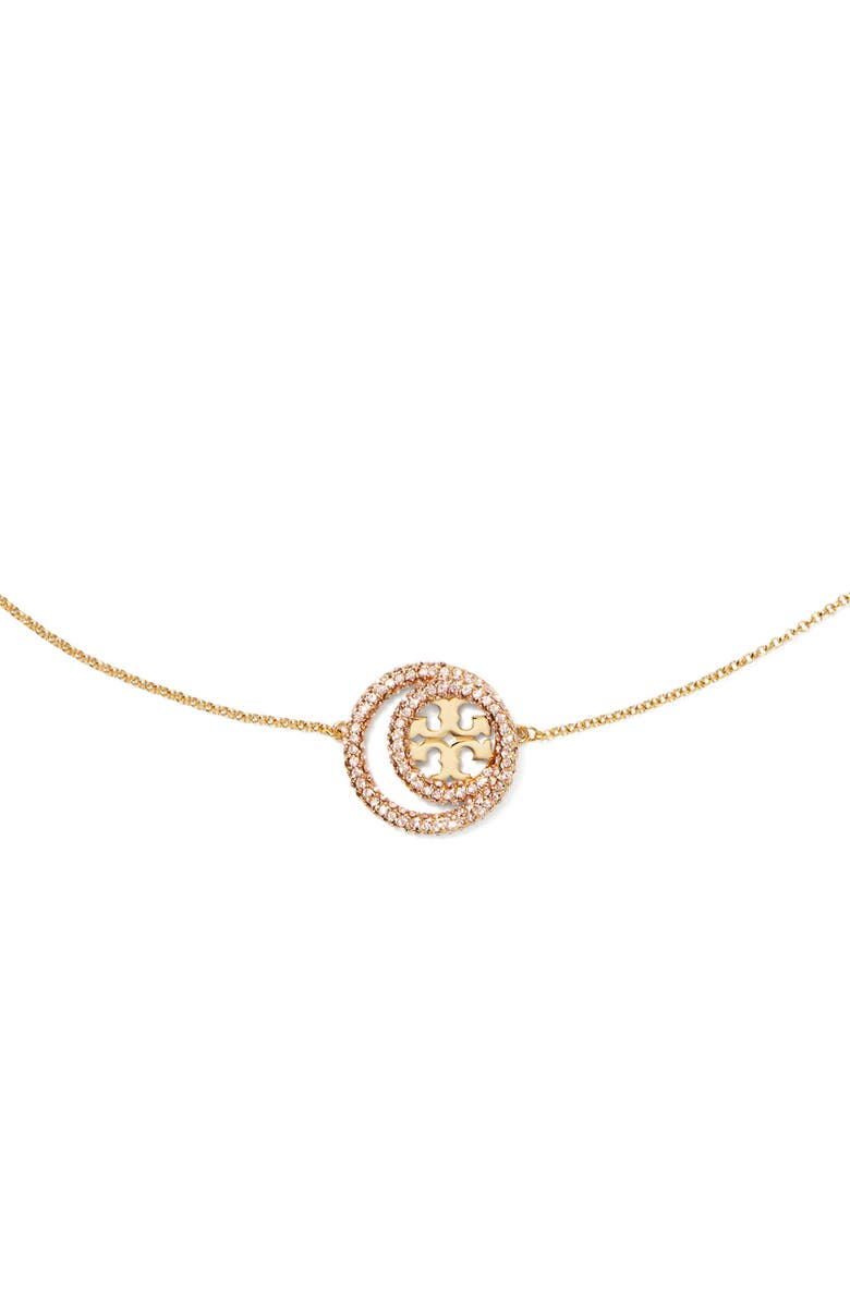 Tory Burch Icon Pavé Double Ring Pendant, Alternate, color, 