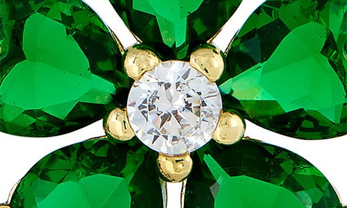 Savvy Cie Jewels 18k Gold Plated Cubic Zirconia Flower Stud Earrings In Green
