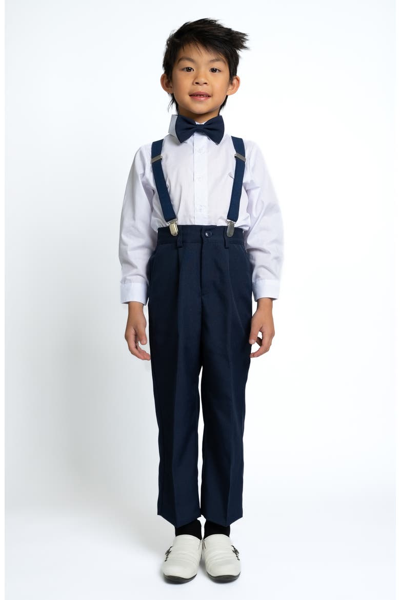 Kids' Barn Wedding 4-Piece Suspender Suit Set, Main, color, NAVY