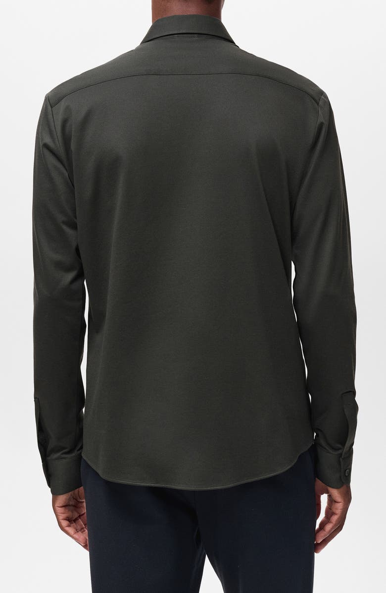 MANGO Comfort Stretch Button-Up Shirt, Alternate, color, Dark Green