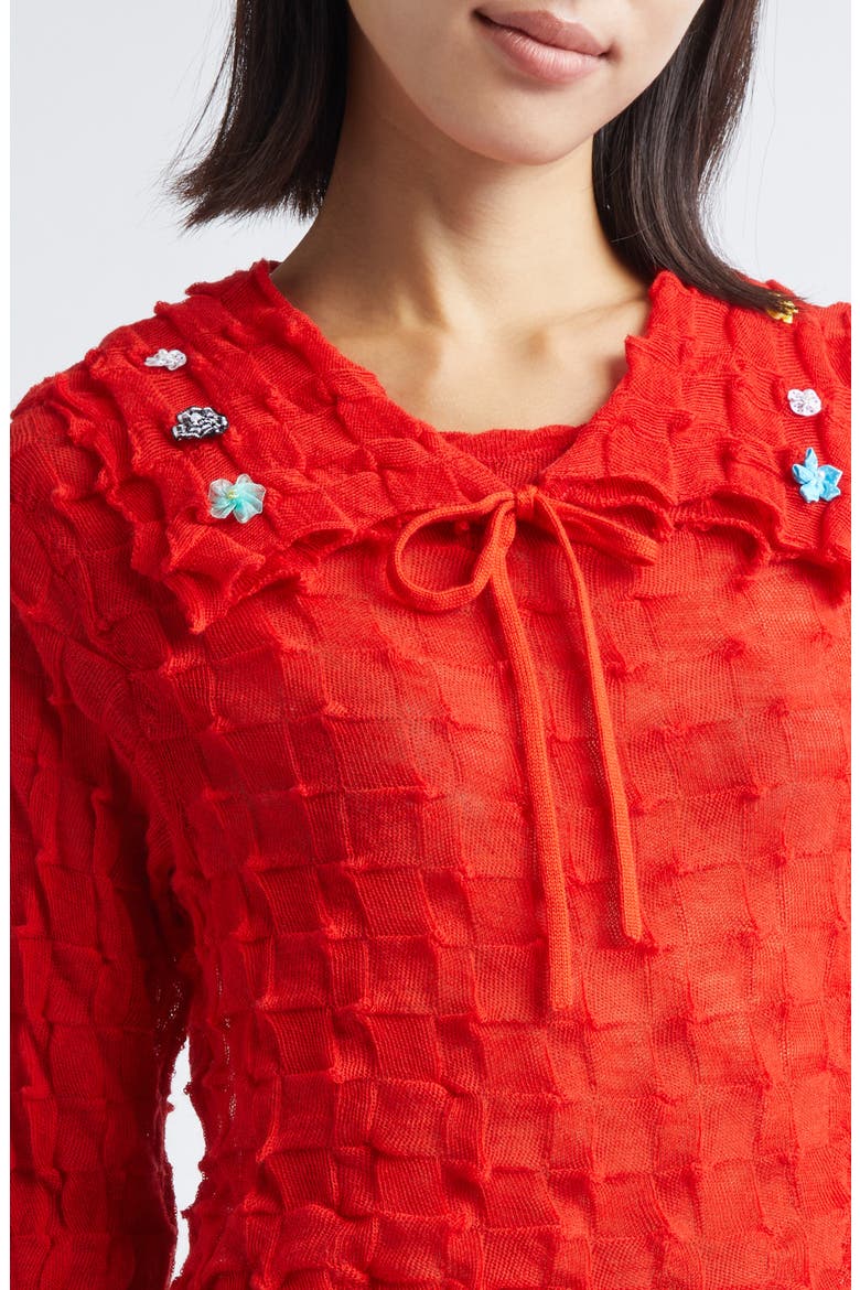 Lunar New Year Borlor Sailor Sweater with Removable Collar, Alternate, color, RED