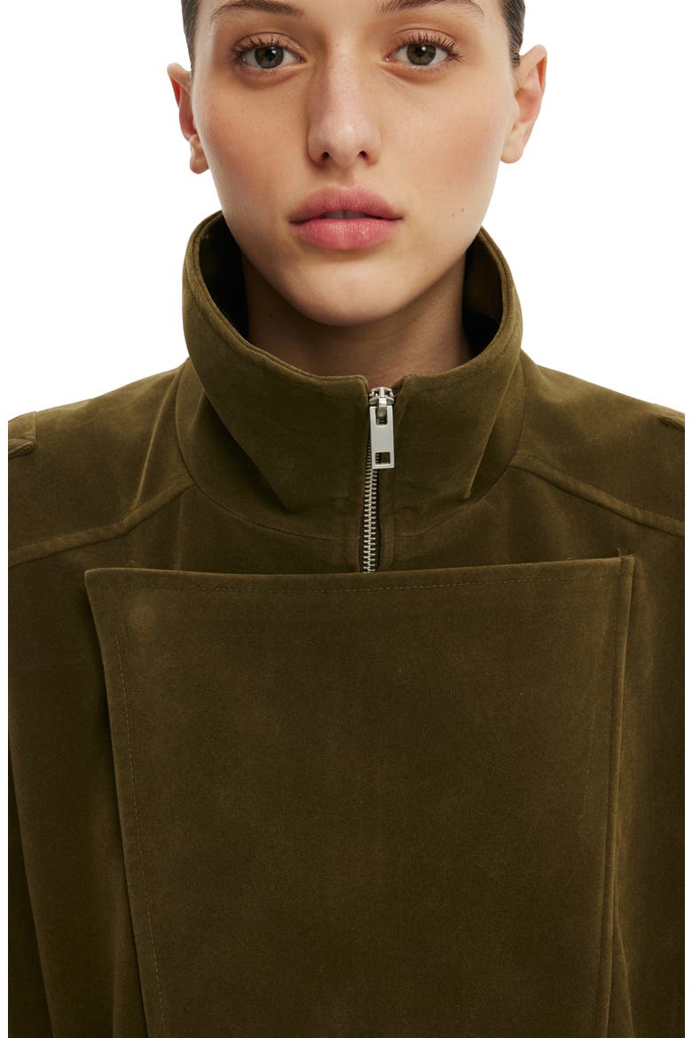 Women's Cove Faux Suede Biker Jacket, Alternate, color, Dark Olive