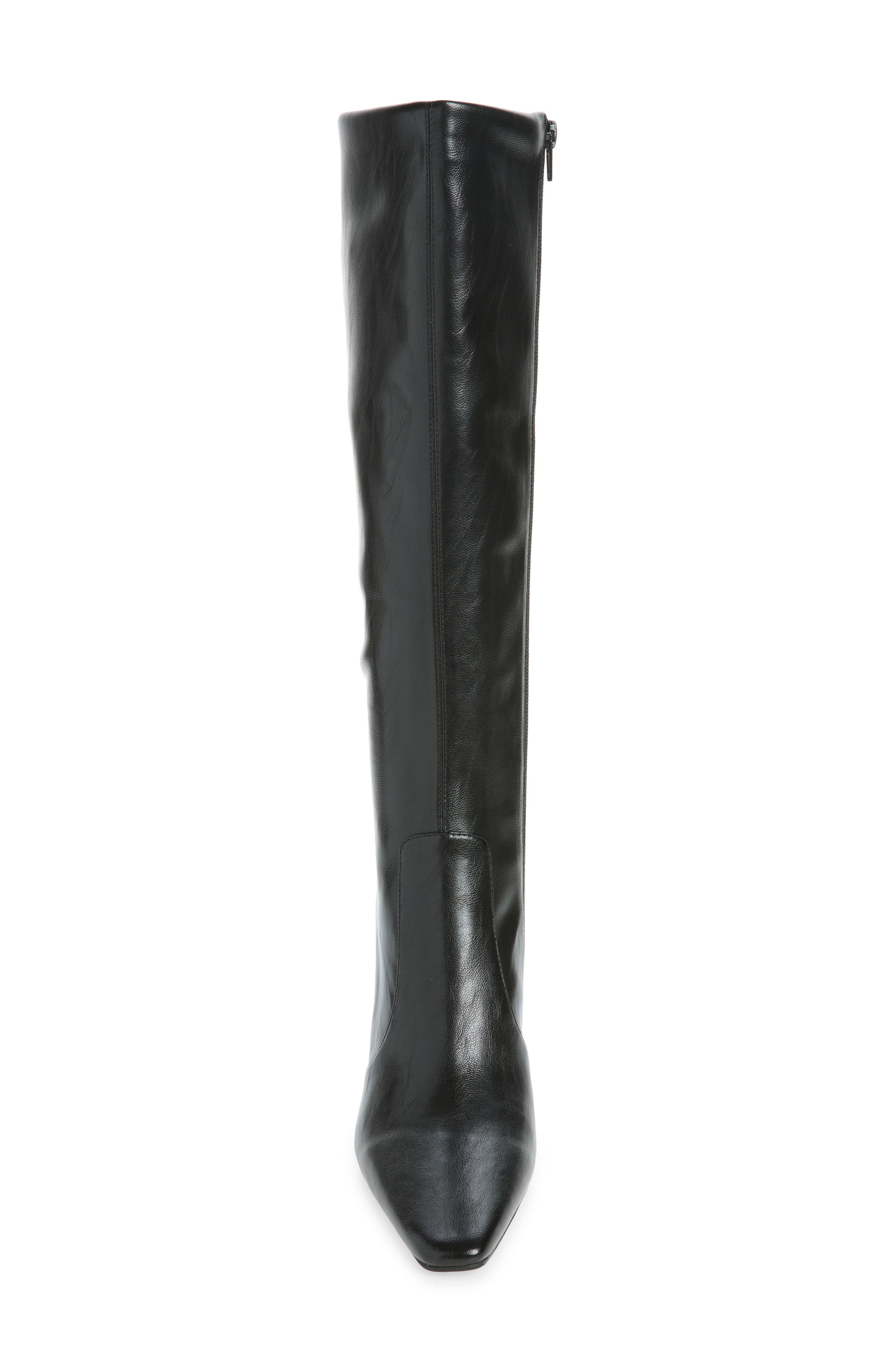 Spiraling Faux Leather Knee High Boot, Alternate, color, BLACK
