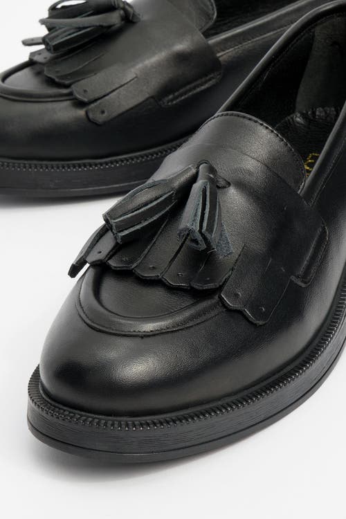 Forever & Always Shoes Milly Leather Tassel Loafer In Black Leather