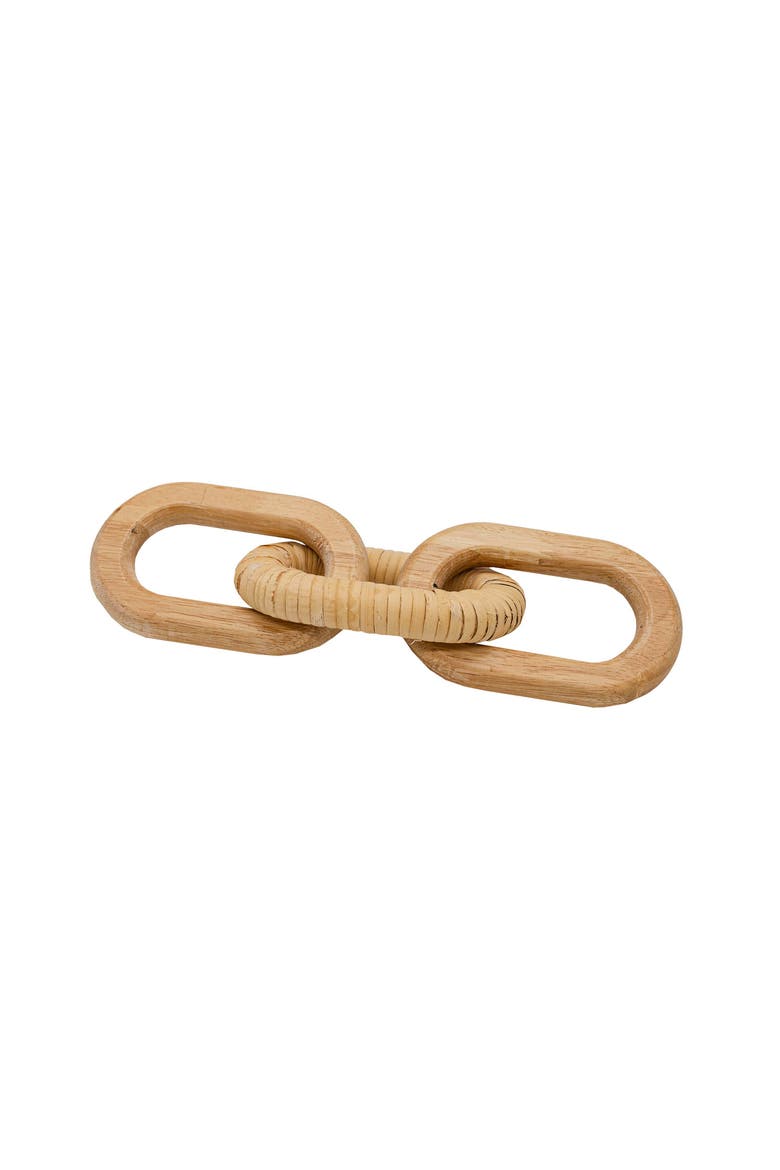 Adele Rattan Wrapped Decorative Chain Natural Wood Tabletop Accent Piece, Alternate, color, Brown