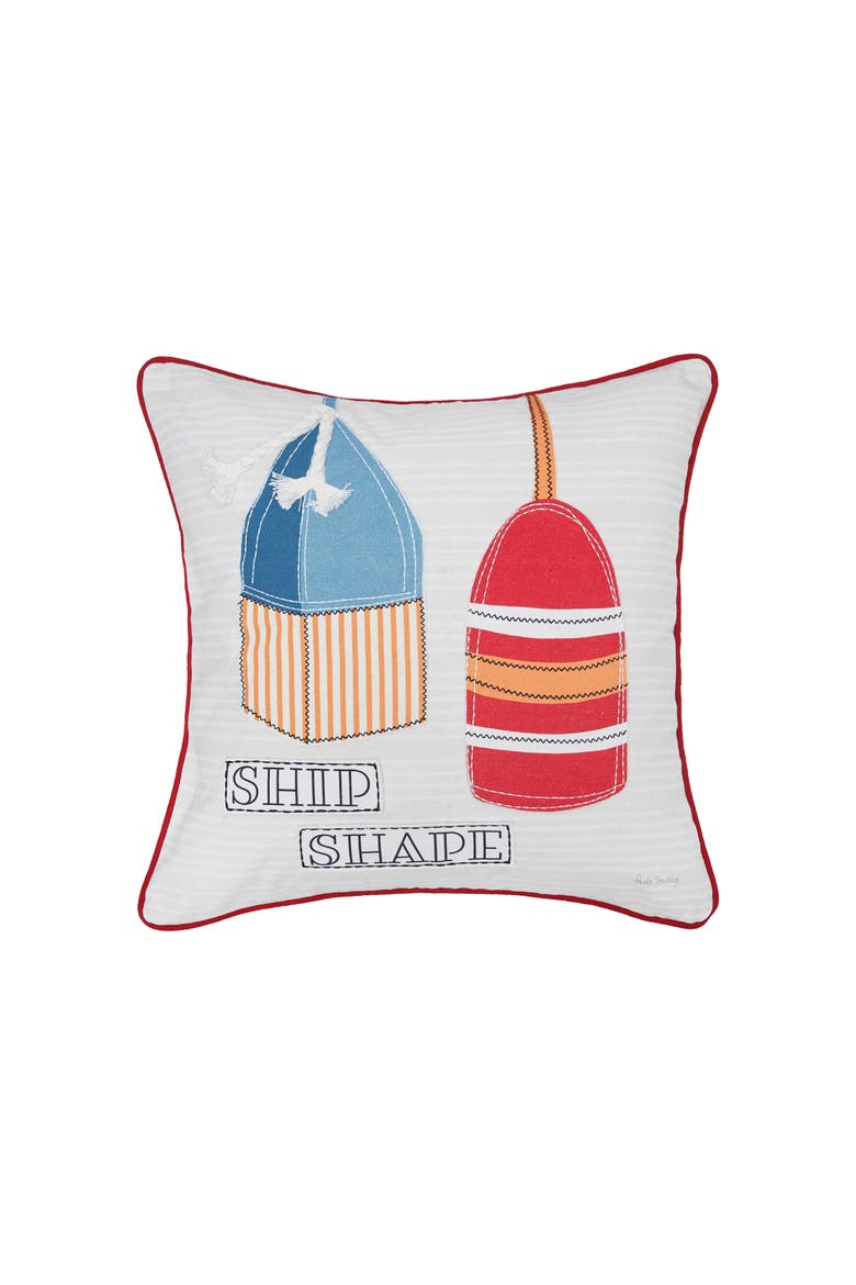 Buoy Ship Shape Cotton Blend Accent Throw Pillow 18" x 18", Main, color, White