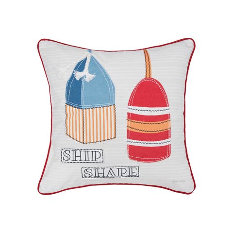 Buoy Ship Shape Cotton Blend Accent Throw Pillow 18" x 18"