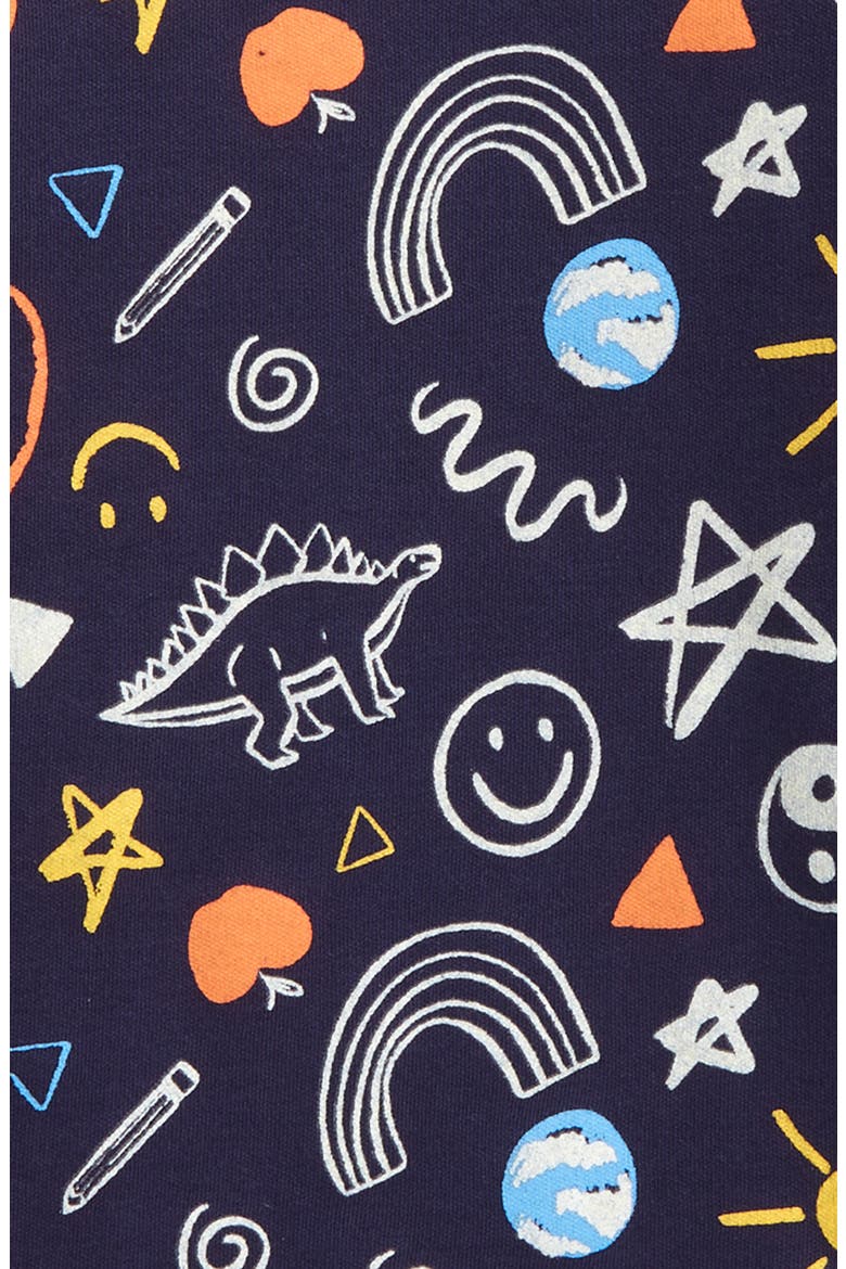 Kids' Glow In The Dark Fitted Two-Piece Pajamas, Alternate, color, NAVY PEACOAT HAPPINESS GLOW