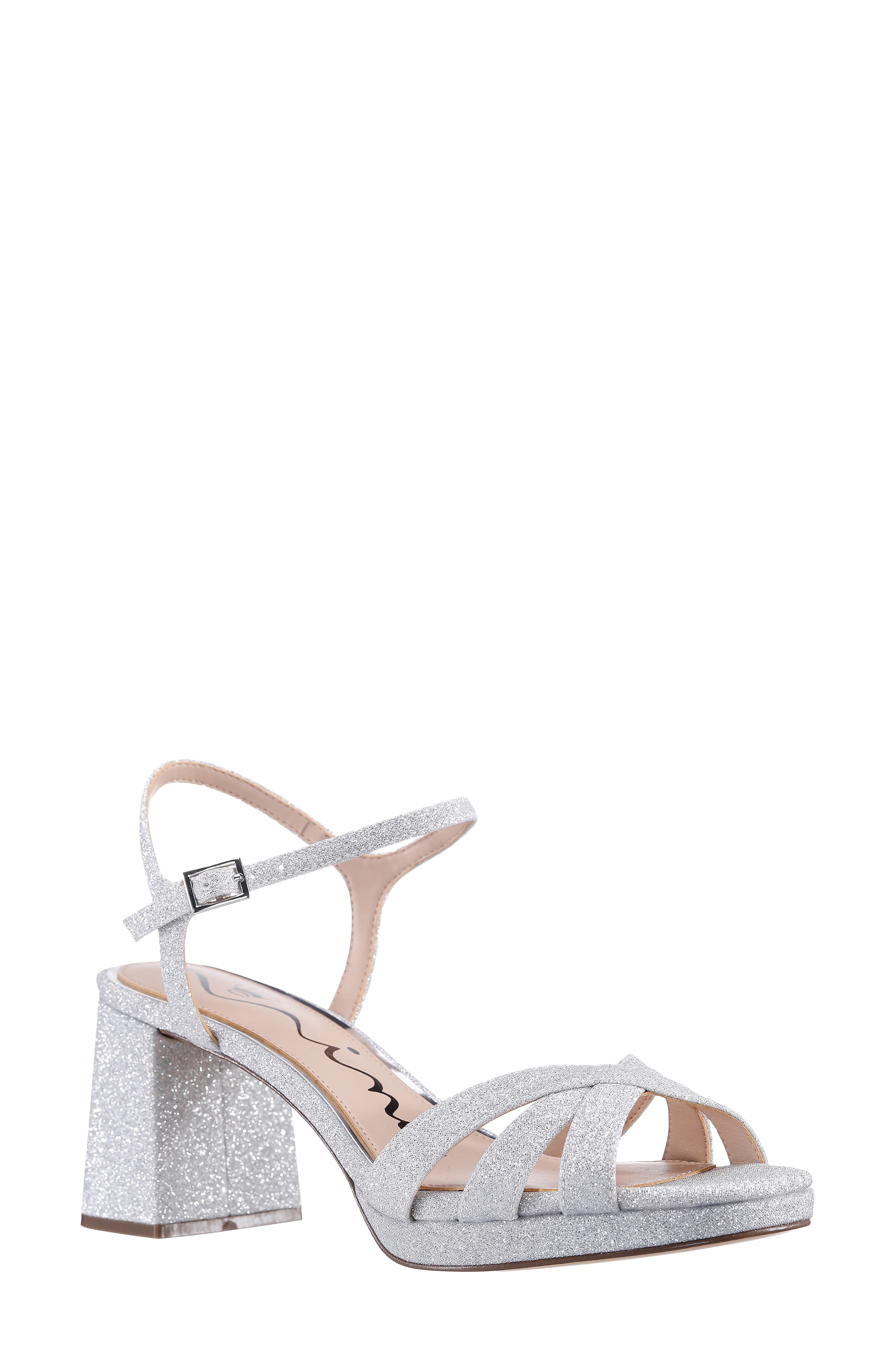 Bevlyn Block Heel Sandal, Main, color, SILVER