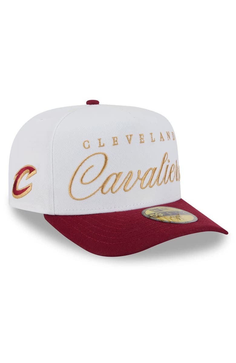 New Era Men's New Era White/Wine Cleveland Cavaliers 2025 NBA Draft A-Frame 59FIFTY Fitted Hat, Alternate, color, White