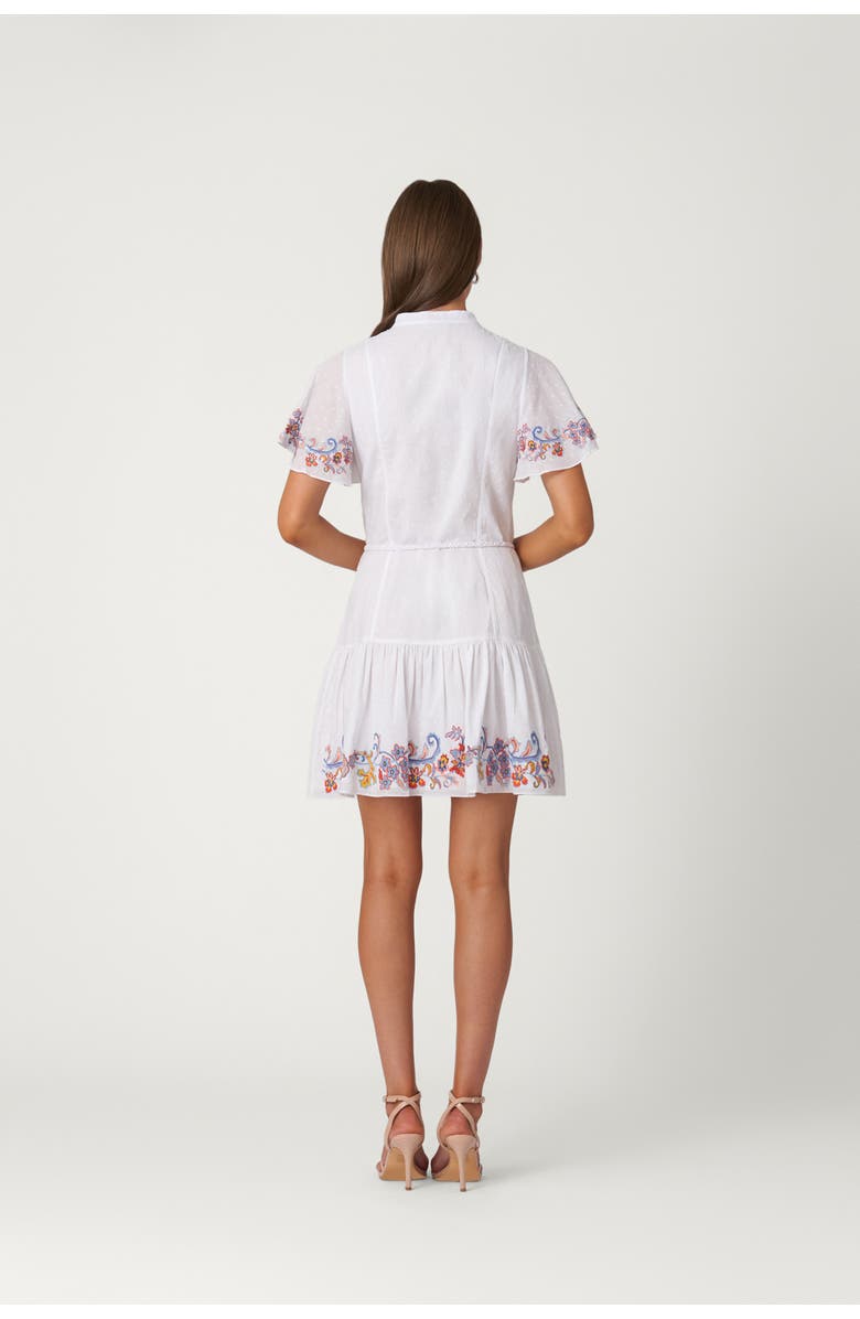 Shoshanna Border Embroidery Cowden Dress, Alternate, color, Optic Multi