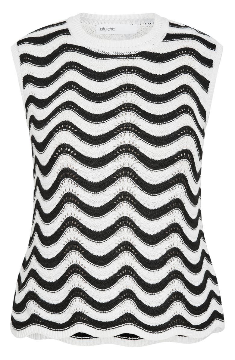 City Chic Cornelia Wave Openwork Top, Alternate, color, Wave