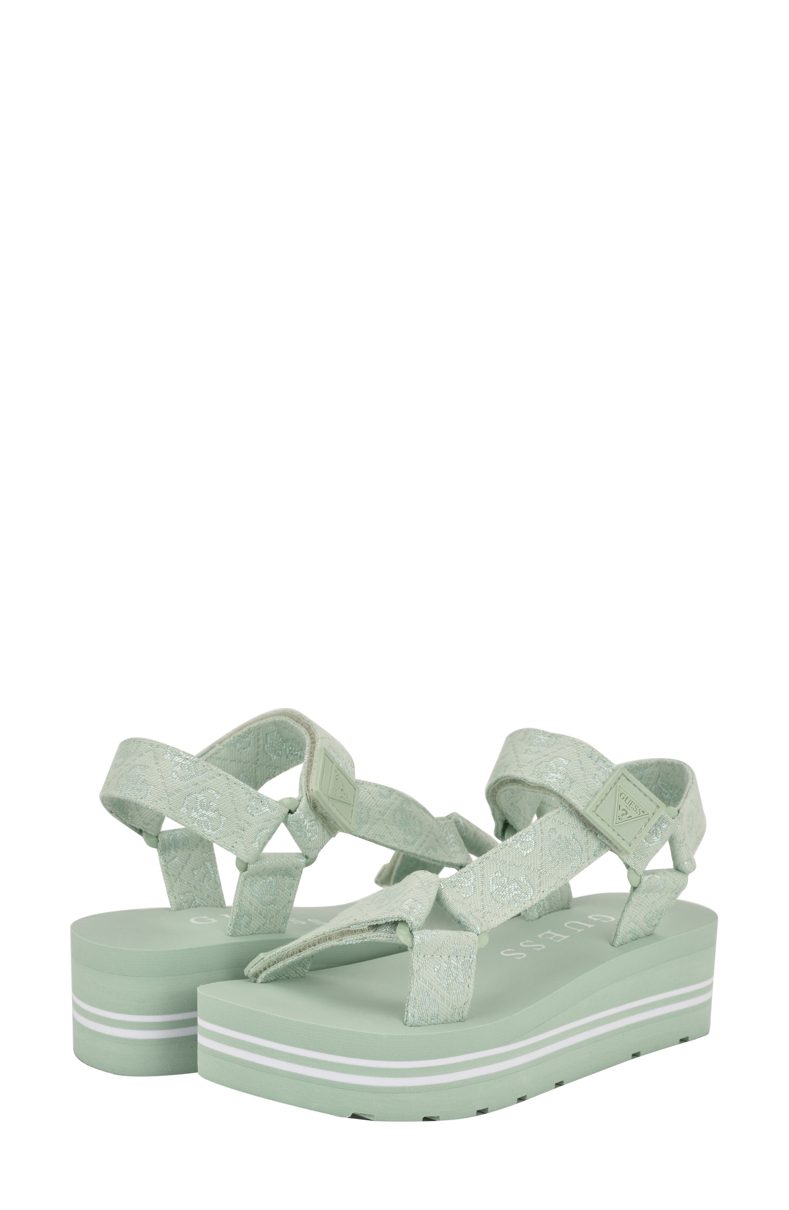 GUESS Avin Platform Sandal, Alternate, color, Light Green
