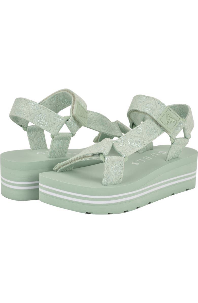GUESS Avin Platform Sandal, Alternate, color, Light Green