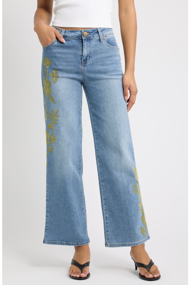 Floral Embroidered Wide Leg Jeans, Main, color, KENMORE