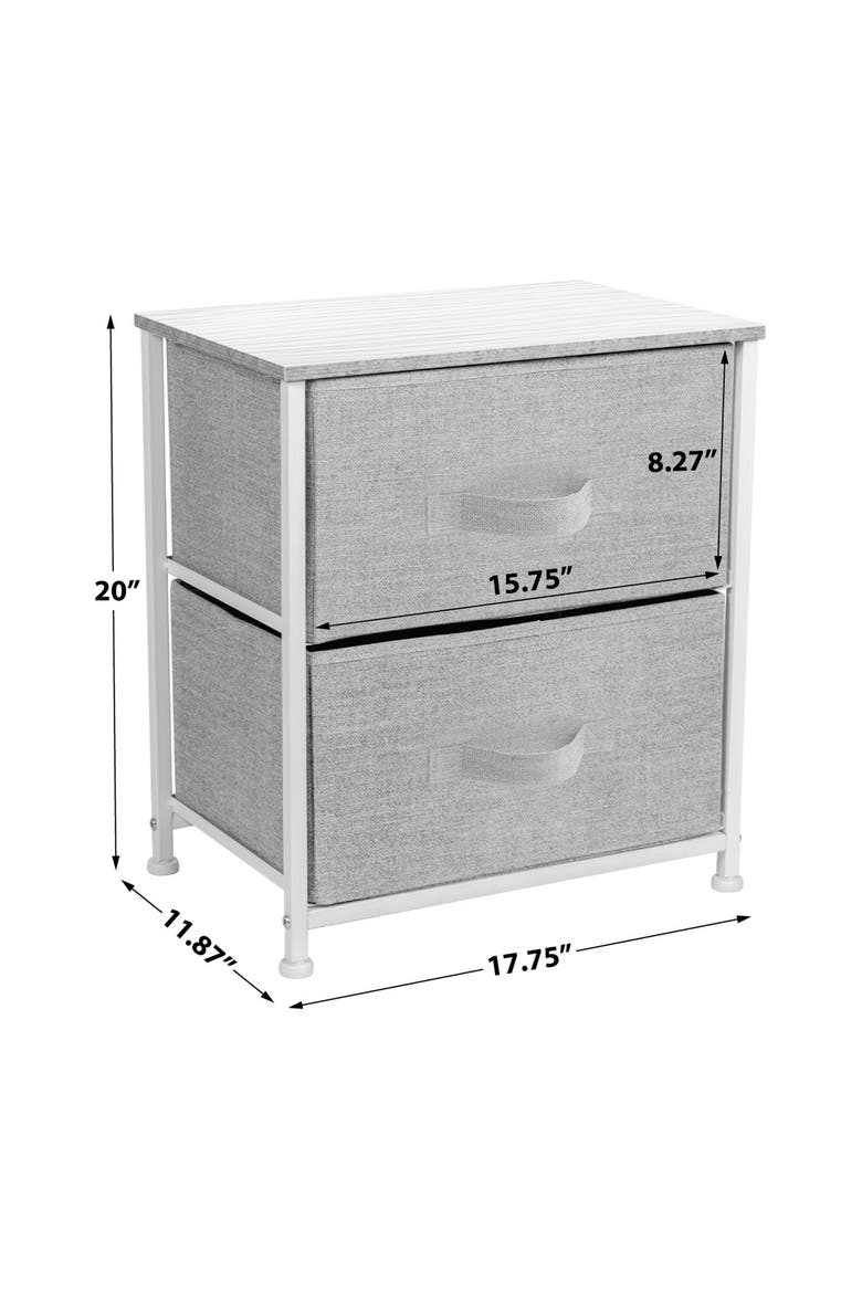 White Frame Two-Drawer Nightstand Dresser, Alternate, color, WHITE