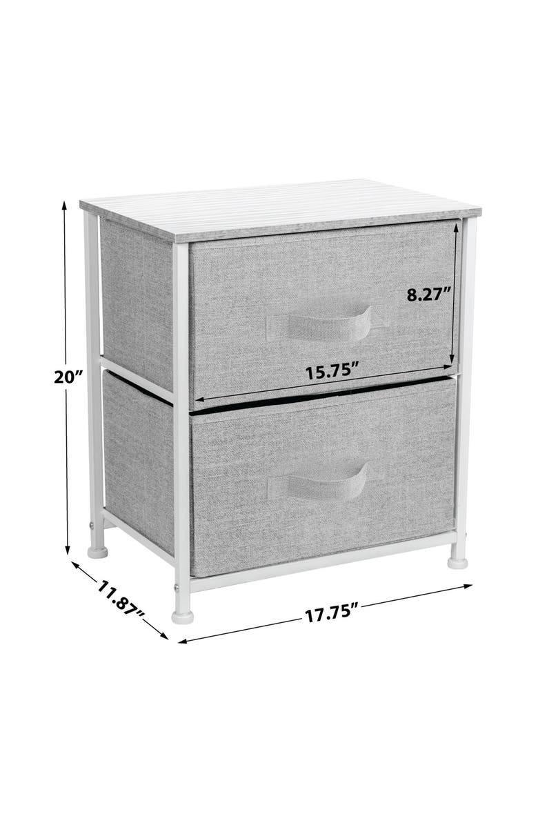 SORBUS White Frame Two-Drawer Nightstand Dresser, Alternate, color,