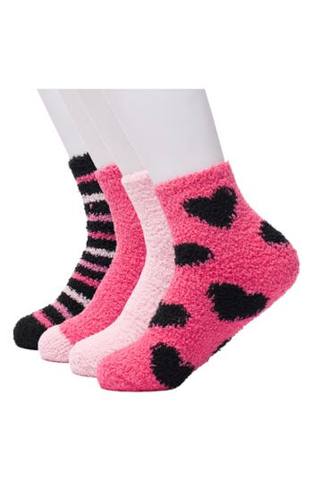 Juicy Couture Assorted 4-pack Juicy Heart Softee Ankle Socks In Multi