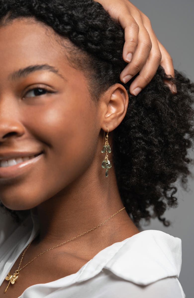 Kiara by Ki-Ele Elana Sage Quartz Drop Earrings, Alternate, color, Gold/ Sage