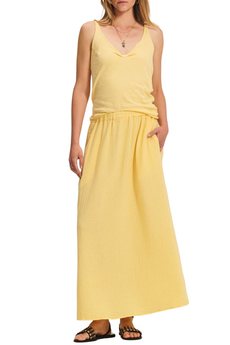 Celeste Cotton Gauze Maxi Skirt, Main, color, BUTTER YLW