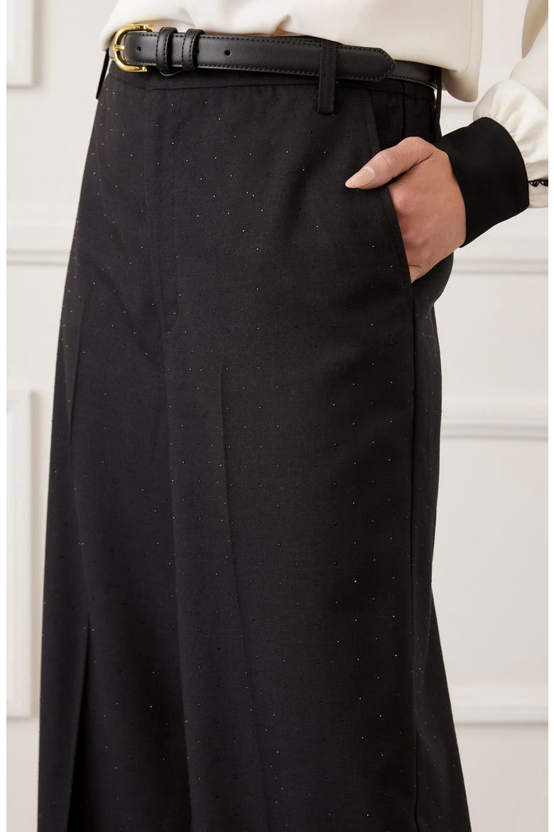 Embelished Wide Leg Pants, Alternate, color, BLACK