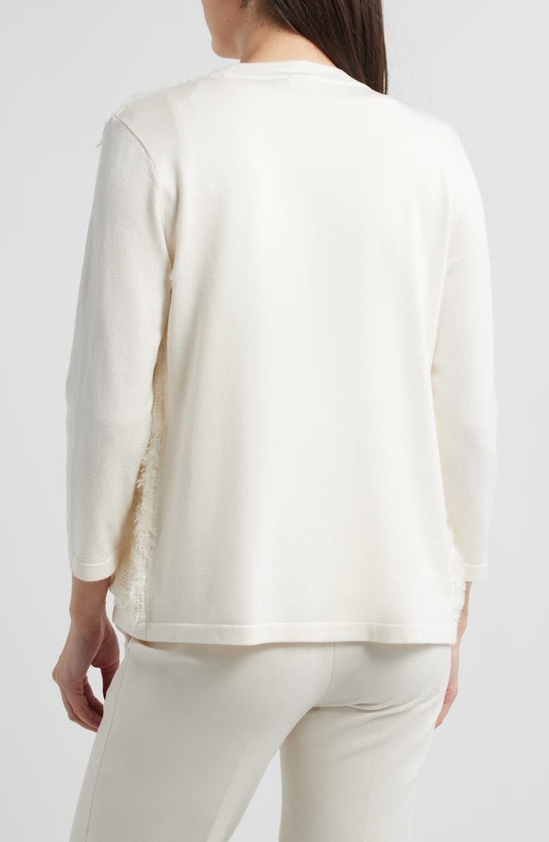 Anne Klein Kising Organza Appliqué Cardigan, Alternate, color, White Dove