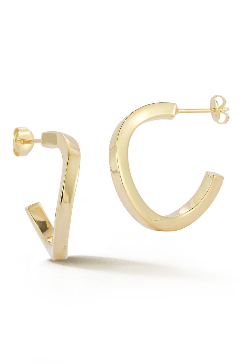 Wave Hoop Earrings, Main, color, GOLD
