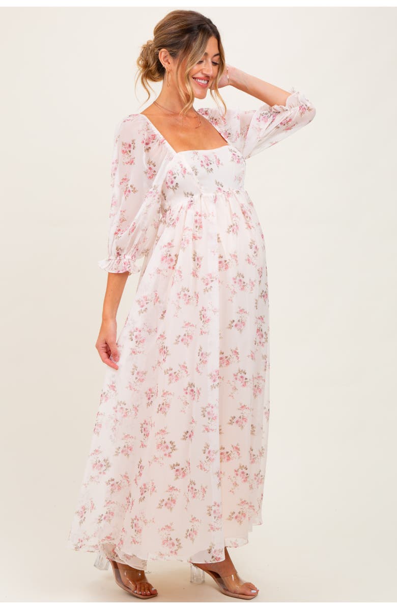 PinkBlush Floral Chiffon Long Sleeve Maxi Dress, Alternate, color, 
