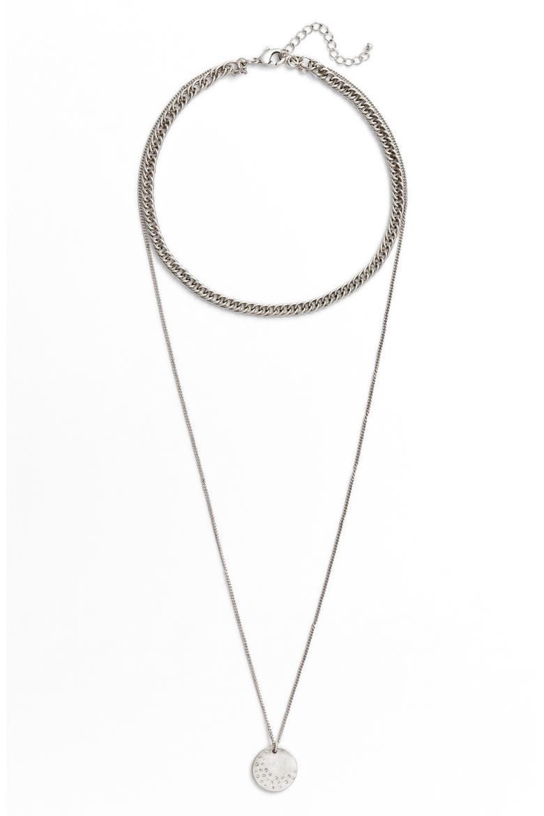 x Something Navy Multistrand Necklace, Main, color, CLEAR- RHODIUM