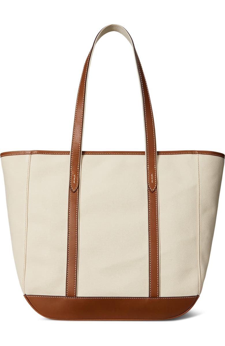 Polo Ralph Lauren Medium Canvas & Leather Tote, Alternate, color, Ecru/ Cuoio