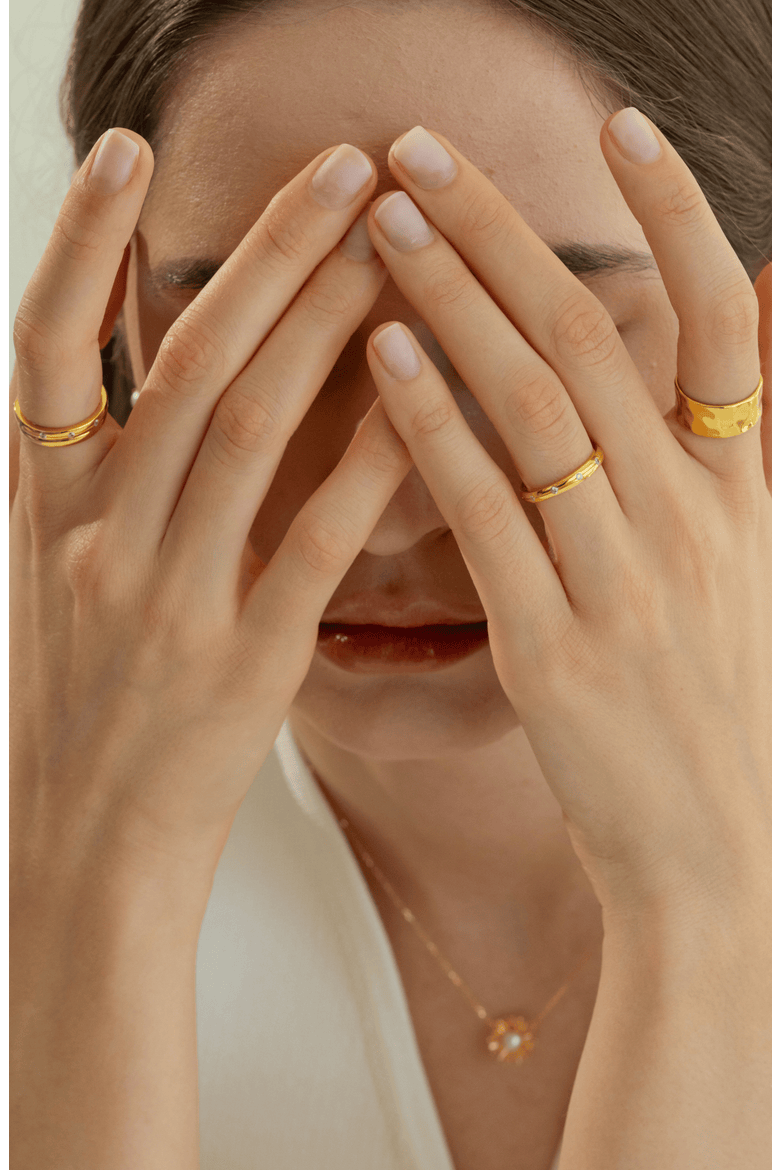 18k Gold Plated Sterling Silver Classic Gold Ring Duo Gift Guide, Alternate, color, Silver