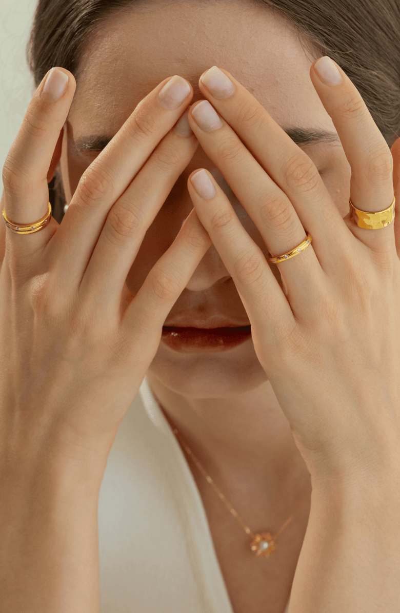 Bearfruit Jewelry 18k Gold Plated Sterling Silver Classic Gold Ring Duo Holiday Gift Guide, Alternate, color, Gold