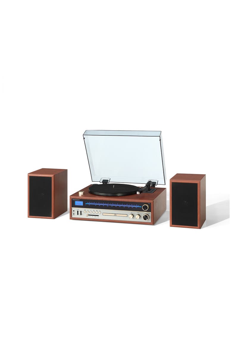 1975T Retro Record Player & Speakers, Alternate, color, WALNUT